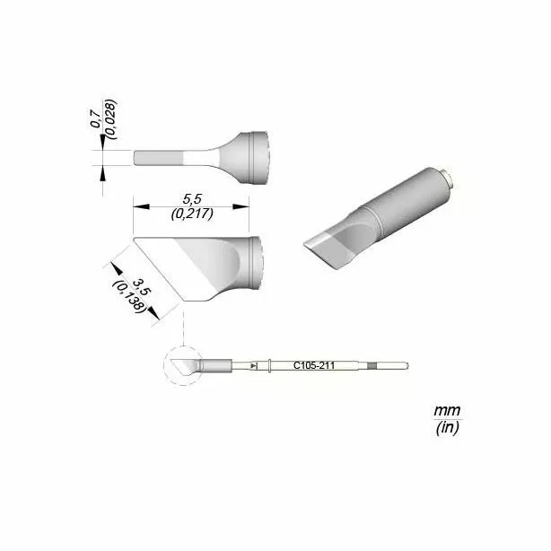 C105-211 (3.5mm x 0.7mm) JBC Tools Nano Soldering Cartridge