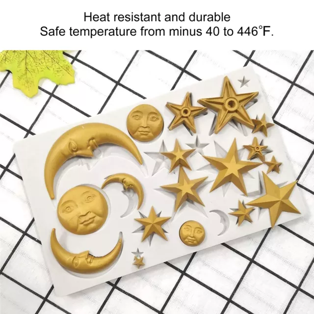 HG Silicone Fondant Mold Star Moon Face Nonstick Food Grade Silicone Reusable SL