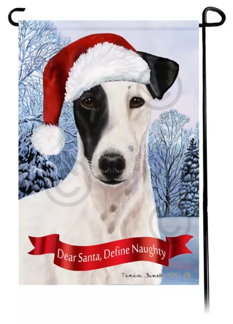 Dear Santa, Define Naughty Garden Flag - Black and White Smooth Fox Terrier 059