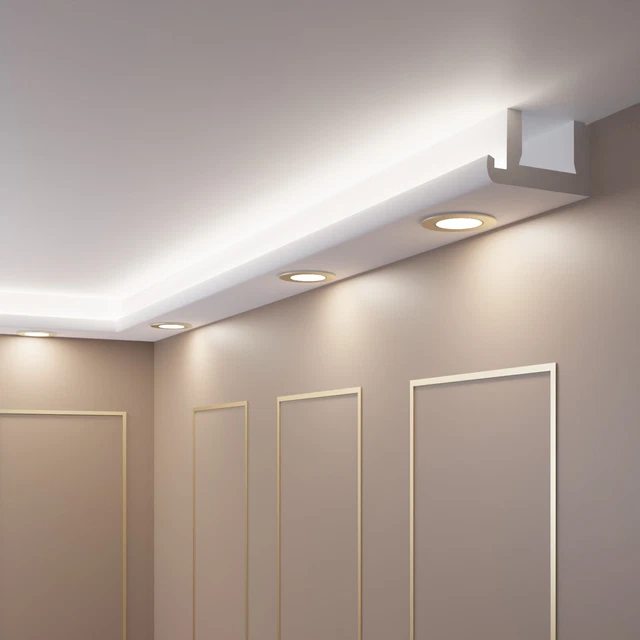 Kit Moulure Stuc LED Pareto-Decor OL-52 – 12 Mètres + 2 Coins – Éclairage Indirect XPS Blanc