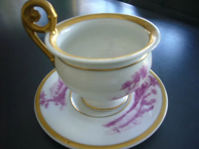 TASSE A CHOCOLAT ET SA SOUCOUPE EN PORCELAINE DE LIMOGES DEBUT XXème 2