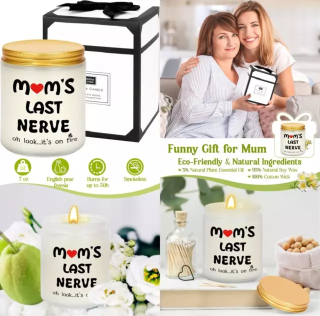 Mother's Day Gift for Mum, Scented Candles Gifts Mum's Last Nerve - White