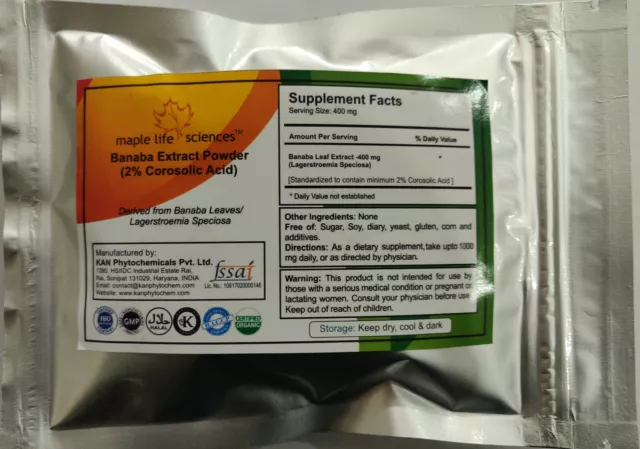 Banaba Leaf Extract Powder / Lagerstroemia speciosa Extract 2% Corosolic Acid