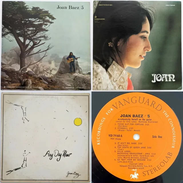 Joan Baez Vinyl Record Collection 1964-1968 - VG Condition w/ Any Day Now