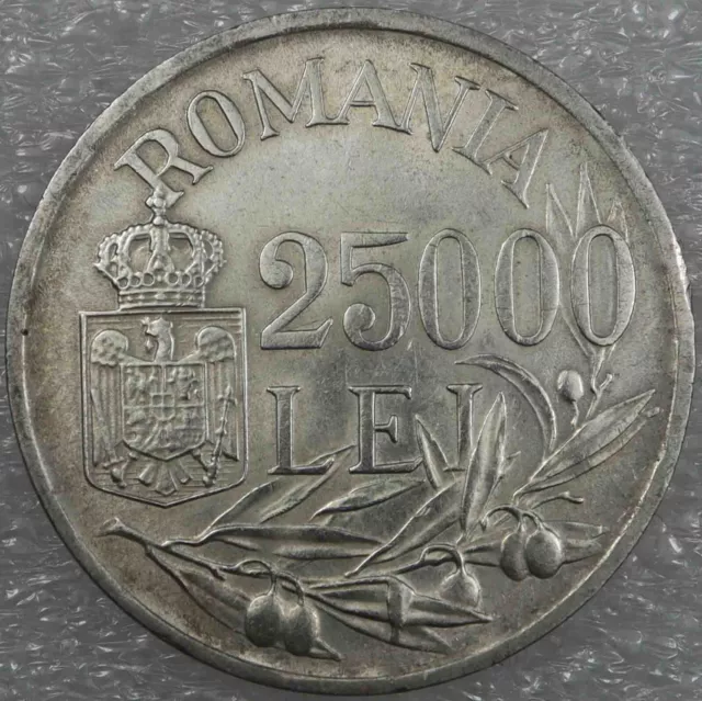 Romania 25000 Lei 1946 Mihai I Silver coin  [254