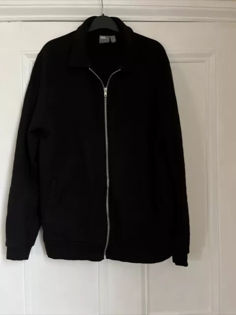 Asos Black Bomber Jacket - Size Men’s Large - Cotton Fleecy Sweatshirt