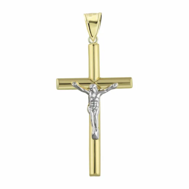 2 1/4" Jesus Crucifix Pendant Bonded 1/10th 10k Yellow White Gold