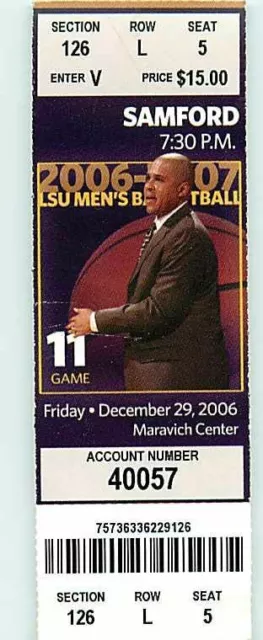 Ticket College Basketball Samford 2006 - 07  12.29 - LSU Tigers