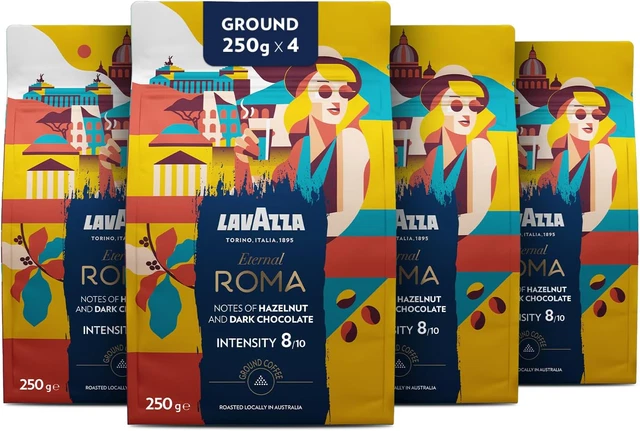 , Tales of Italy Eternal Roma, Ground Coffee, 4 X 250G, Ideal for Moka Pot, with