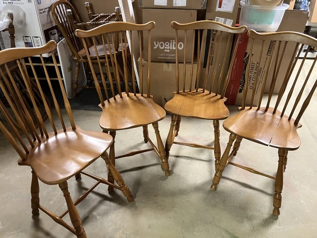 Hard Rock Maple Antique Dining Chairs -- set of 4