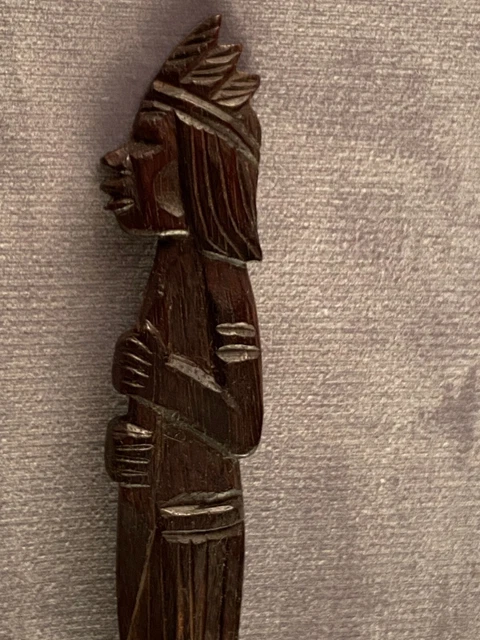 Coupe-papiers bois massif sculpté profil d'Indien d'Amazonie Brésil Vargas 1940 7