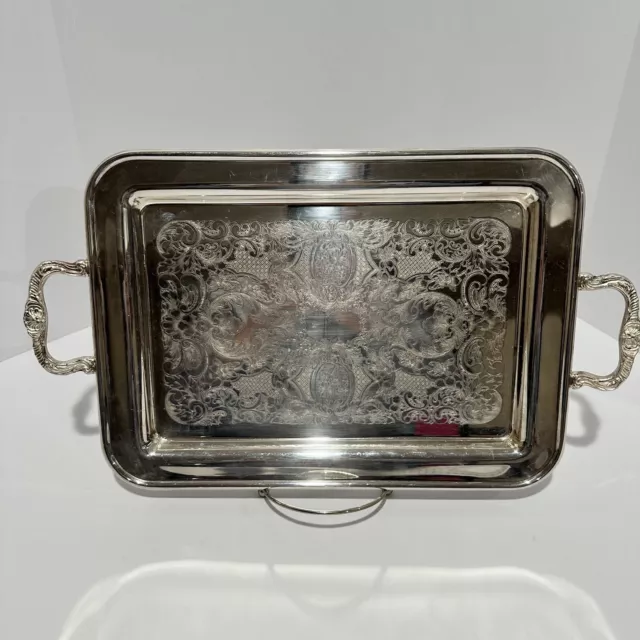 VINTAGE LEONARD SILVER Plate Butler's Serving Tray, On Feet With Handles 20  inch £46.66 - PicClick UK