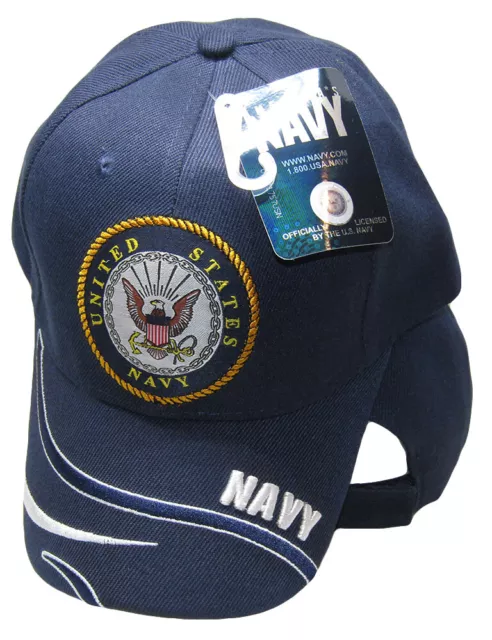 Blue US Navy Seal Emblem Crest Splash Swirl Hat Ball Cap (RAM)