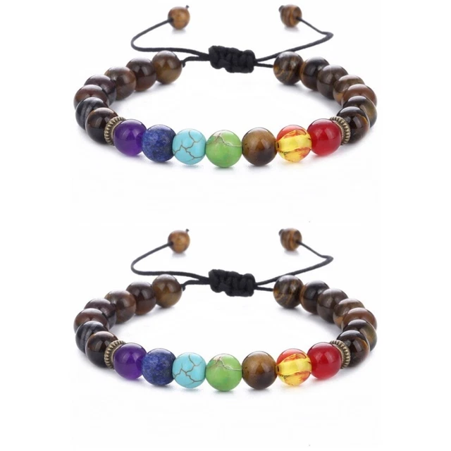 2 Count Malachite Rocks Bead Bracelet Quartz Beaded Elastic