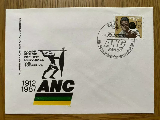 DDR Brief Umschlag FDC "ANC - 75 Jahre Kampf gegen Apartheid Südafrika 1912-1987