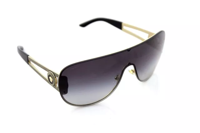 NEW Genuine VERSACE Rock Icons Pale Gold Shield Metal Sunglasses VE 2166 1252/8G