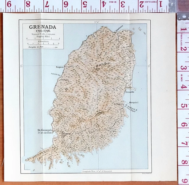 MAP/BATTLE PLAN GRENADA 17951796 St Grenville Goyave Port