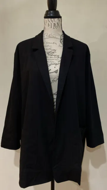 Crescent Women’s Black Unstructured Blazer Jacket Linen Blend Size XS