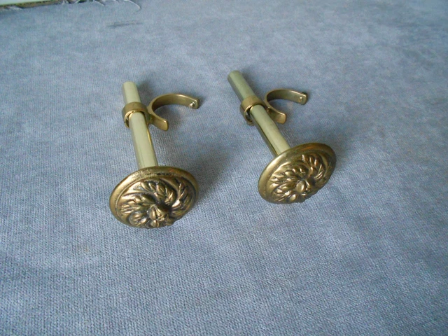 Pair French Vintage Brass TIE BACKS for CURTAIN RODs