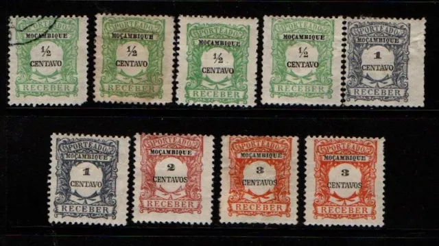 Mozambique 1917 Postage Dues selection to 3 centavos Used/Mint