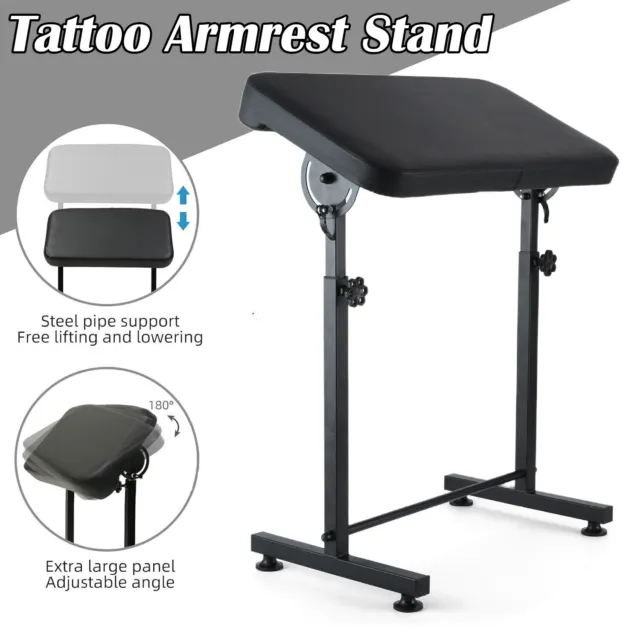 Tattoo Extra Large Armrest Stand Height Adjustable 27.6"x15.7 w/Soft Leather Pad