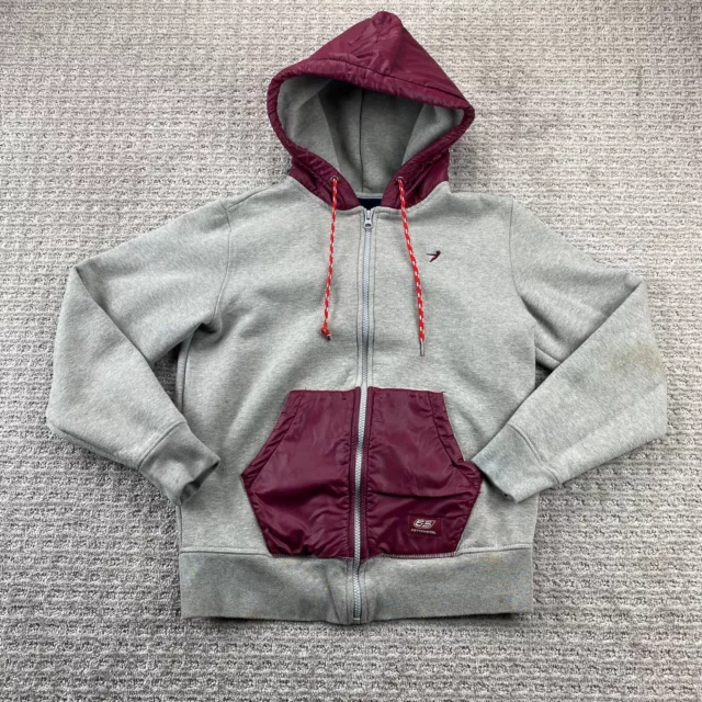 Diesel 55 DSL Sweater Men Small S Gray Red Hoodie Full Zip Sweatshirt - STAINS