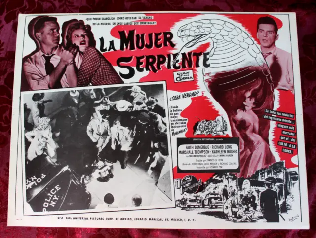 Cult Of The Cobra Kathleen Hughes 1955 Horror Orig Mexican Lobby Card -Rare