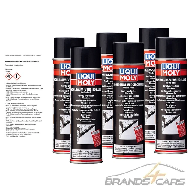 6X 500ML LIQUI MOLY HOHLRAUM-VERSIEGELUNG TRANSPARENT KORROSIONSSCHUTZ ...