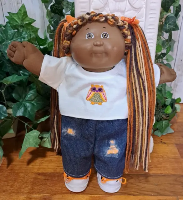 Vtg 1985 Custom Reroot Cabbage Patch Kid Doll African American Owl Re Root