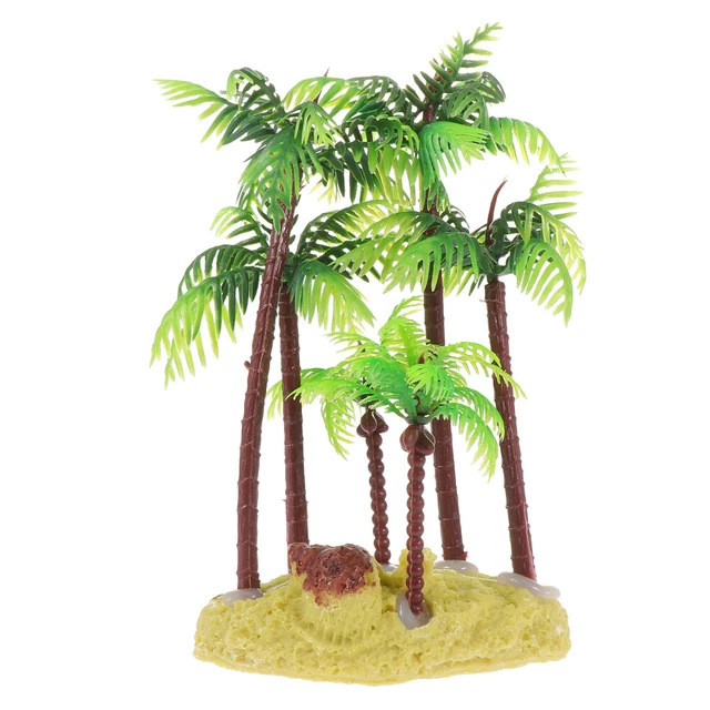 Fish Tank Landscaping Tree Faux Aquarium Plants Artificial Coconut Desktop