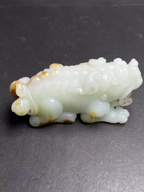 Chinese Exquisite Handmade Lion carving Hetian Jade Statue