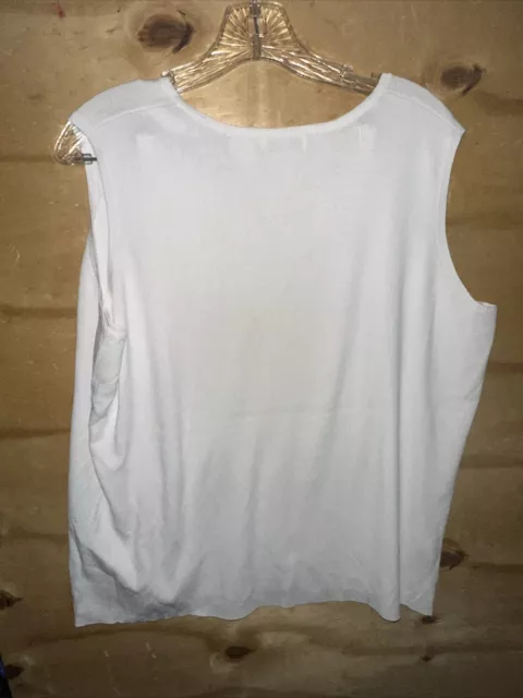 Laura Ashley Woman 2X White Sleeveless Shell Pullover Top Knit Top Shirt 3