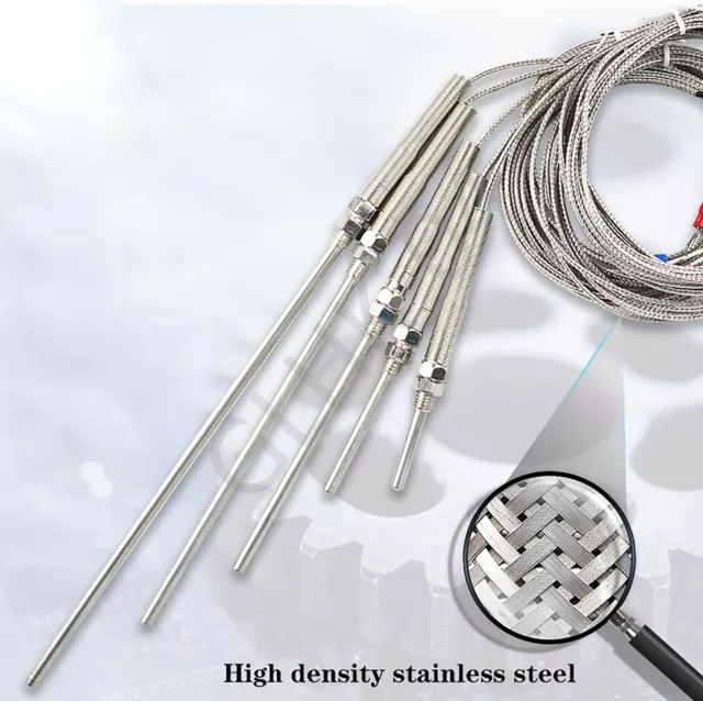 Thermocoupler Controller Sensor Probe stainless Temperature K Type 30 - 200mm 3