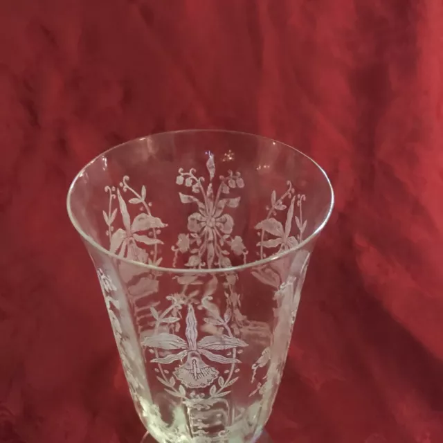 Heisey Crystal Orchid Iced Tea Glass 6-5/8” H Footed No 5025 Etch 507 Vintage 3