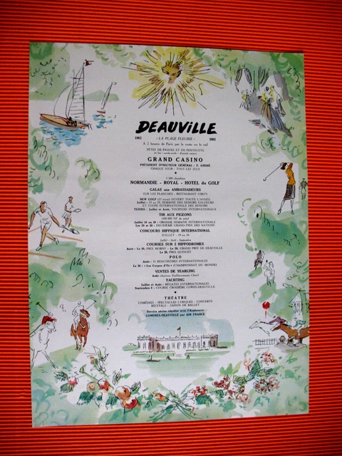 Publicite De Presse Tourisme Deauville Hotels Casino Illustration P. Pages 1962