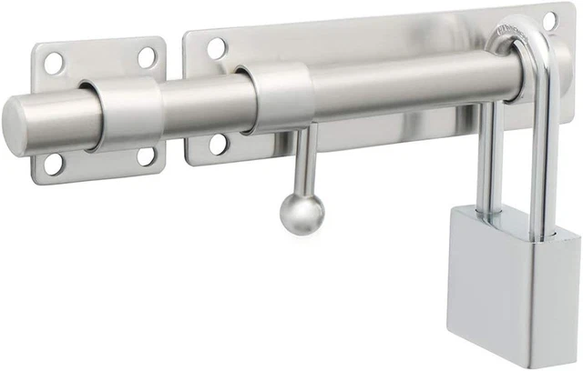 Heavy Duty Slide Gate Latch With Padlock Hole – Adjustable Lock For Wooden Fences, Barn Doors, Sheds, Courtyards, & Interior Doors