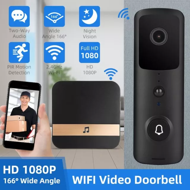 Wireless WiFi Video Smart Doorbell Phone Door Ring Intercom Camera Security Bell