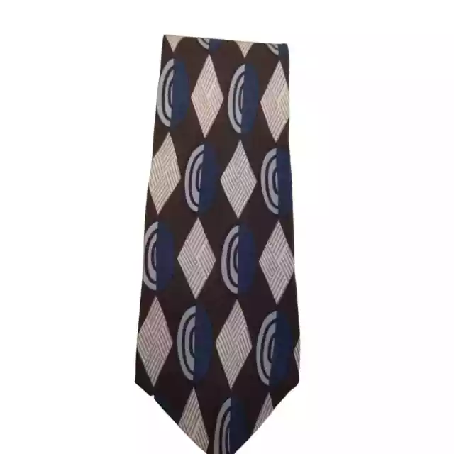 George Machado Zylos Men's Classic Geometric Necktie 100 % Silk, Brown Blue Tie