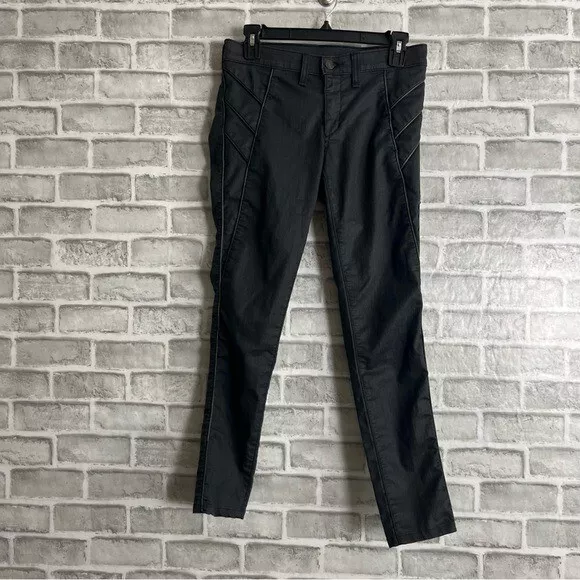 Rag and Bone Black Shoreditch Coated Faux Leather Moto Style Skinny Jeans Sz 27