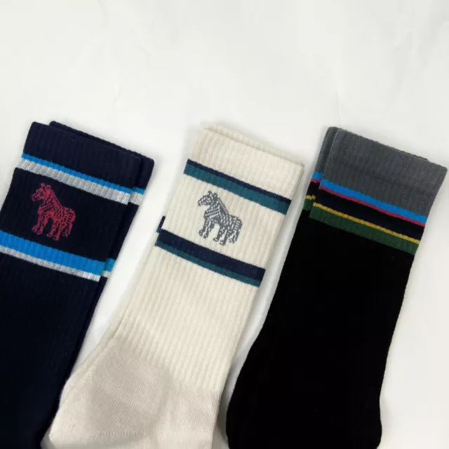 PS BY PAUL SMITH $95 Three-Pack Multicolor Zebra Stripe Socks 3
