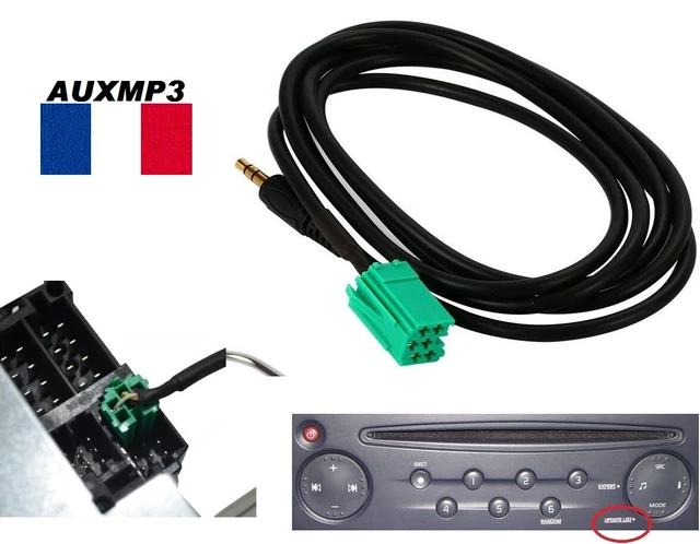 Câble Auxiliaire RCA Pour IPod IPhone MP3 Vers Autoradio Renault Clio 3 Scénic 3 Laguna 3 - Neuf