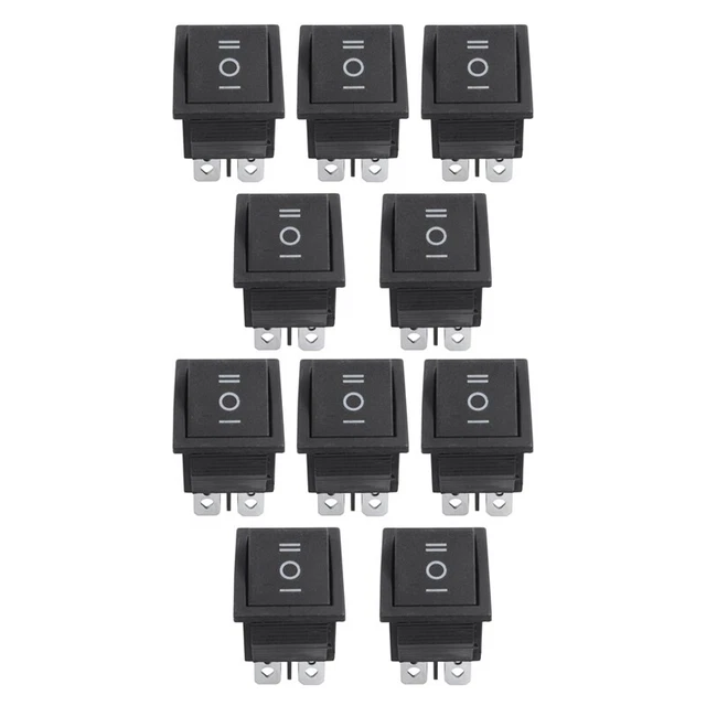 10pcs 6 Pin DPDT Black Button On/Off/One Rocker Switch AC 250V/15A T6N3