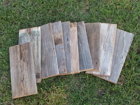 ON SALE - Reclaimed Old Fence Wood Boards - 10 Fence Boards - 12 Inch Lengths