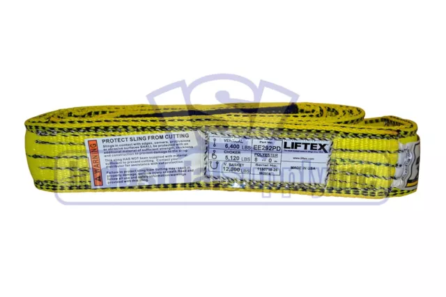 Lifting Web Sling | 2" x 8 FT | Two Ply | Flat Eye | Type 3 | Polyester