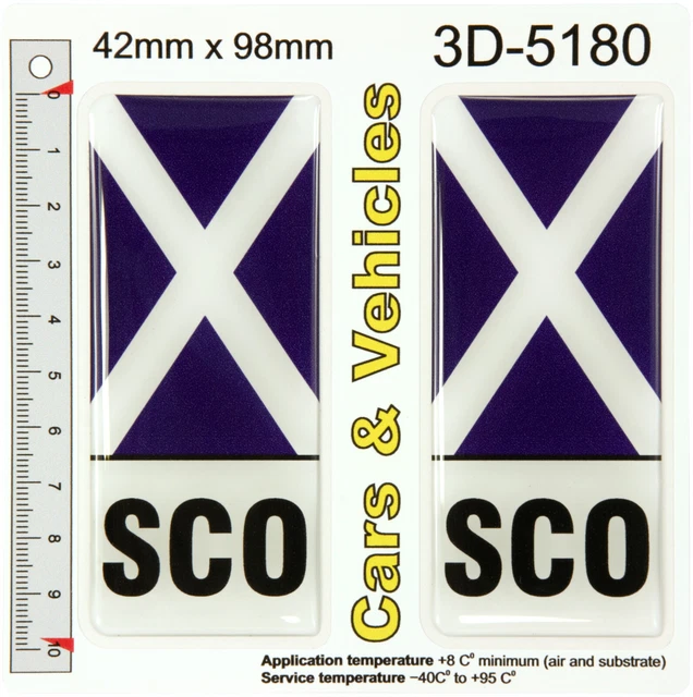 2x GBG Guernsey Flag Black Gel Domed Resin Badges – 3D Number Plate Stickers, Front/Rear, Made In UK