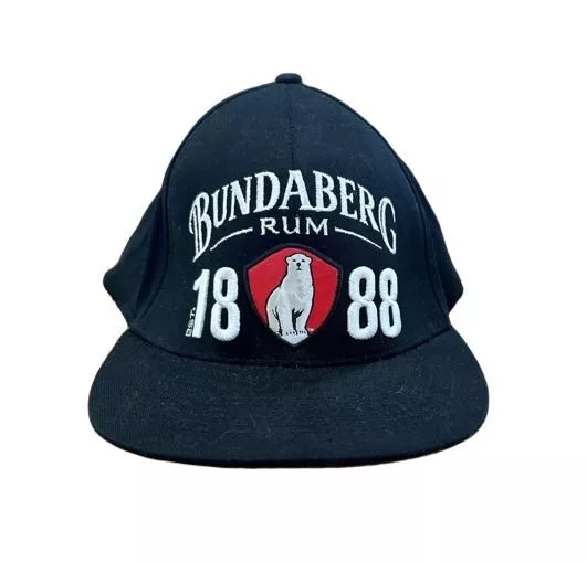 99608 Bundaberg Bundy Rum Est. 1888 The Famous Bear Black Flat Peak Cap Hat