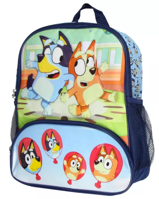 Bluey 14" Kids School Backpack Bag For Toys w/ Raised Character Designs