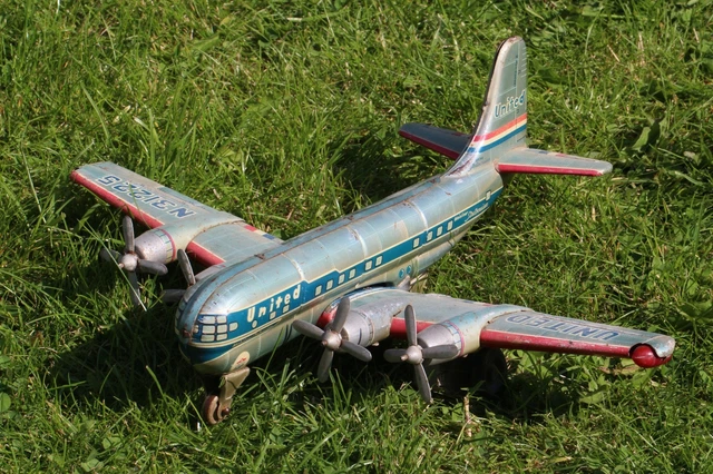 Ancien RARE jouet avion mécanique MAX MOSKOWITZ + boîte origine 1948