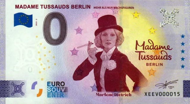 Null Euro Schein - 0 Euro - Madame Tussauds Berlin 2023-2 - Marlene Dietrich