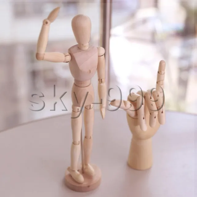 Wood Poseable Mannequin Ornament 5.5 Inch for Home Office Decoration Pack of 2
